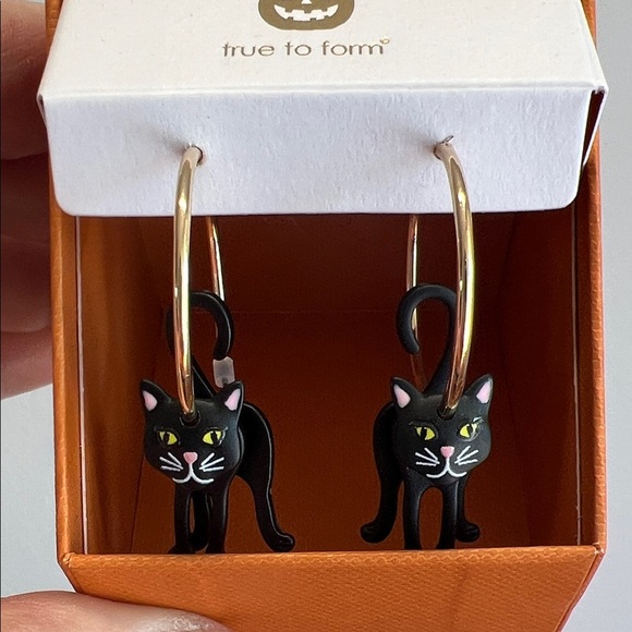 true to form Jewelry - True To Form | Black Cat Hoop Earrings